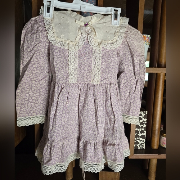 Vintage Other - Vintage Handmade Girls Tie Waist Lace And Cotton Prairie Dress